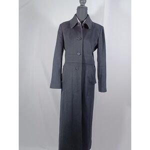 Regency Coat Womens 6 Black Wool Angora Long Overcoat Button Front Lined